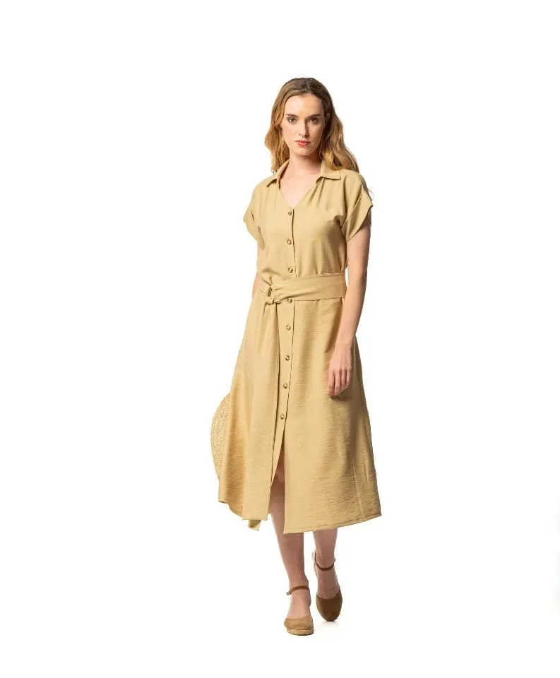 Egatex kleed: Effen beige, zomer kleed, ( EGA.470 )