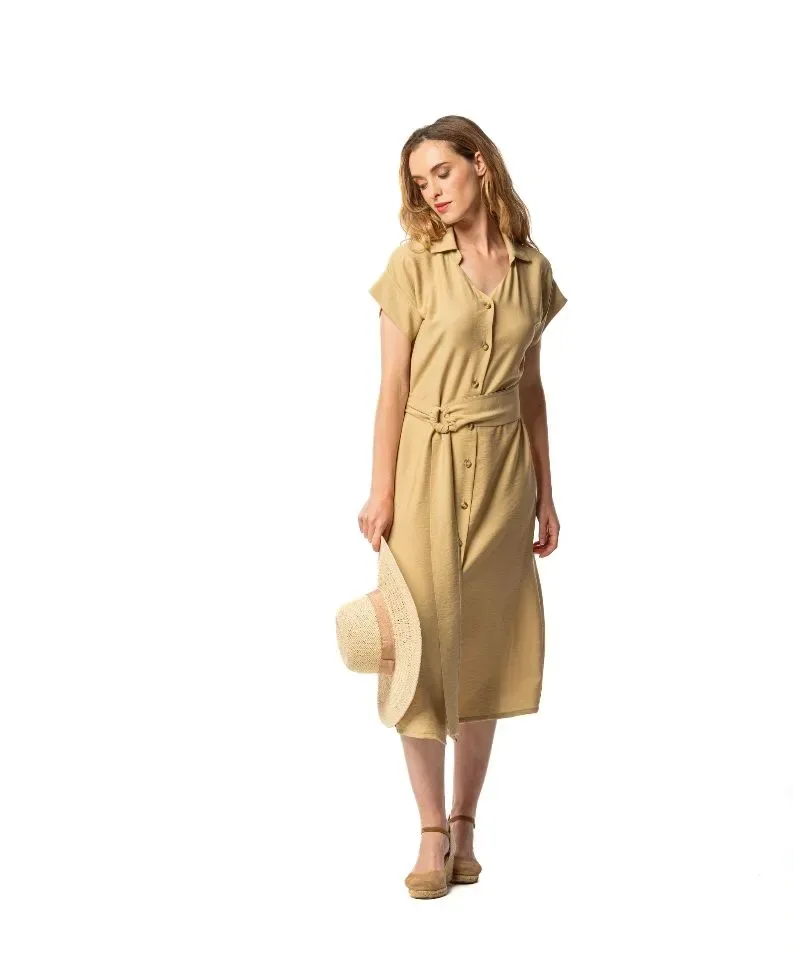 Egatex kleed: Effen beige, zomer kleed, ( EGA.470 )