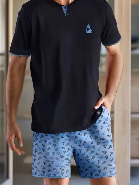 Janira Men Heren Pyjama: Sail, Blauw, korte mouw ( JAN.282 )