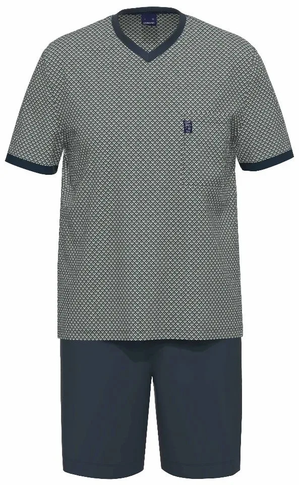 Ammann Pyjama heren: Blauw bedrukt met groen ( AMM.650 )-
