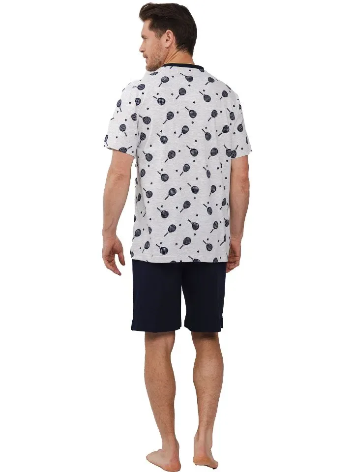 Pastunette Heren Pyjama: Padel motief, V hals ( 98 )