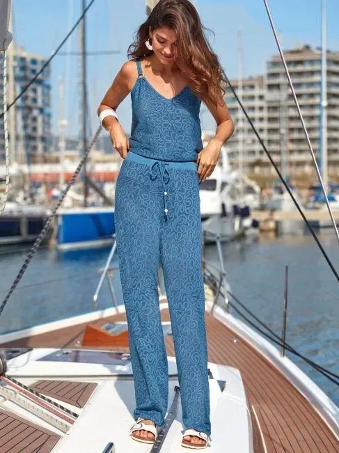 Janira broek: Saint Tropez, Blauw, kanten broek ( JAN.283 )