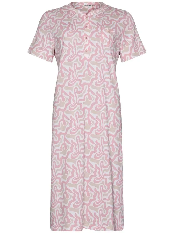 Pastunette Dames nachthemd: Pink, Korte mouw, 115cm, tot maat 58 ( PAS.103 )