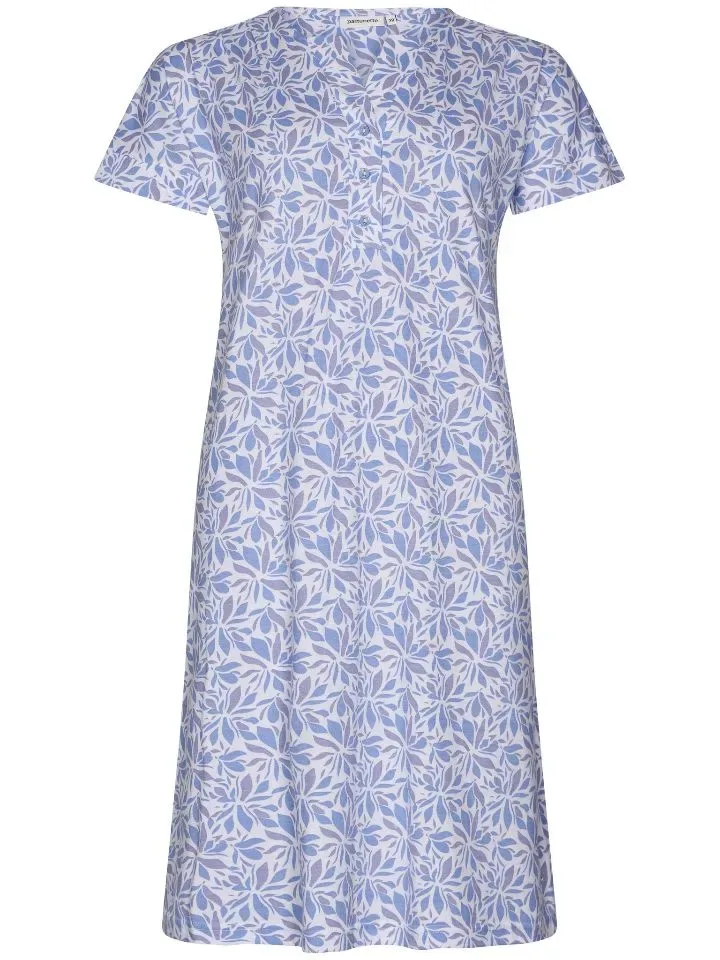 Pastunette Nachthemd Dames: Korte mouw, Ecru / blauw, 100cm ( PAS.105 )