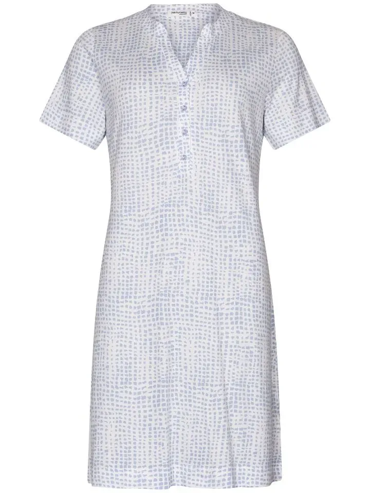 Pastunette Nachthemd Dames: Korte mouw, Ecru / blauw, 95cm ( PAS.104 )