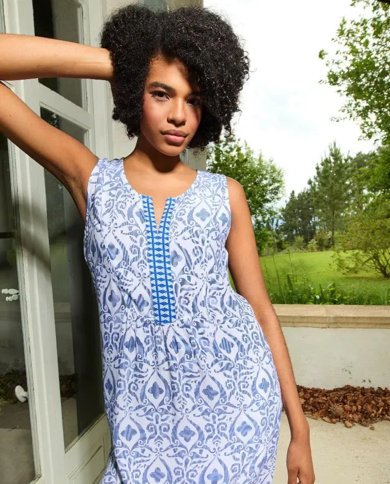 Egatex ( Senoretta ) Zomer kleed: Blauw / wit ( EGA.479 )
