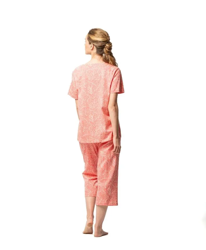 Egatex Dames pyjama: korte mouw / capri broek, Coral ( EGA.484 )