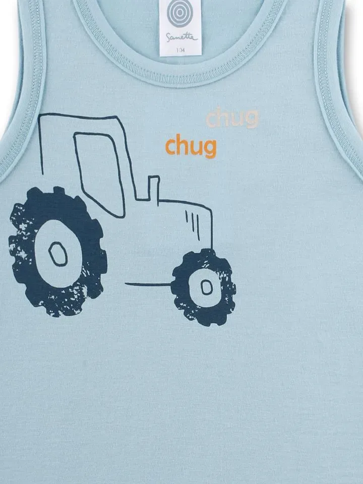 Sanetta Jongens Singlet: Tractor motief ( san.148 )