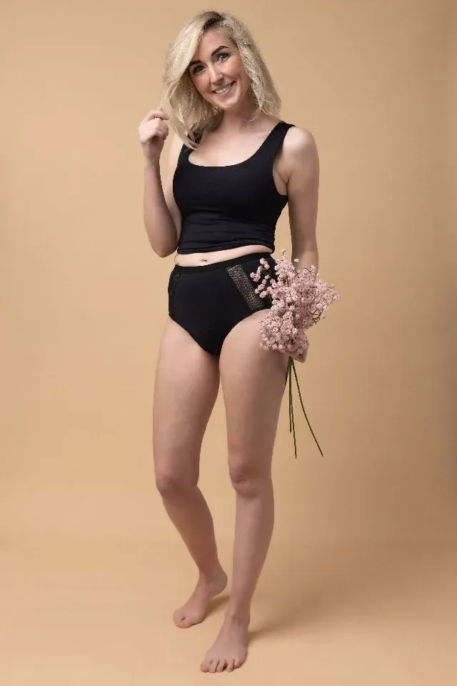 Moi & Marie Menstruatie slip: Romee, Zwart, met kant ( MOI.2 )