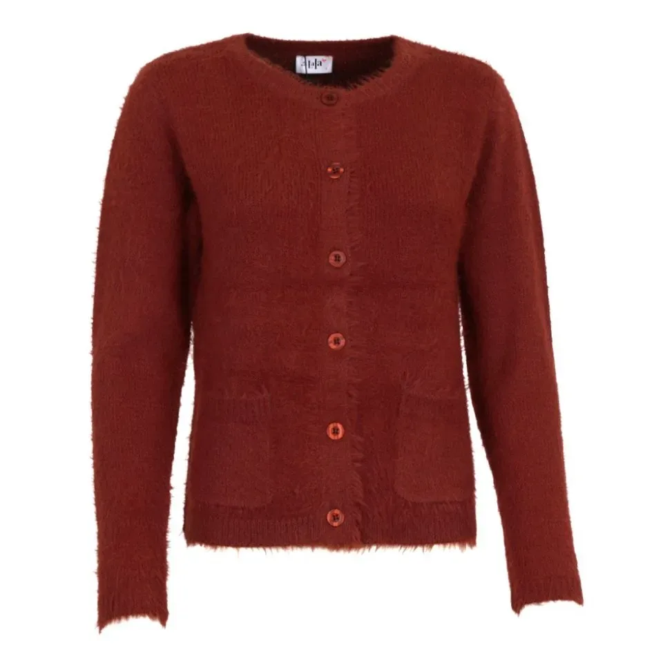 She Goes LaLa Dames Gilet met knopen: Georgia, Rust kleur ( SHE.5 )
