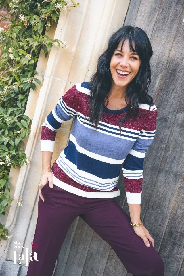 She Goes LaLa Dames pull: Gabi, Blauw / bordeau ( SHE.1 )