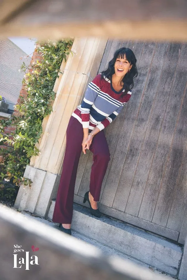 She Goes LaLa Dames pull: Gabi, Blauw / bordeau ( SHE.1 )