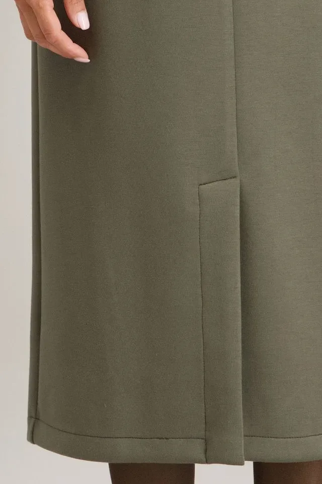 Signe Nature Rok: sweater stof, Kaki, split vooraan ( Signe.1317 )