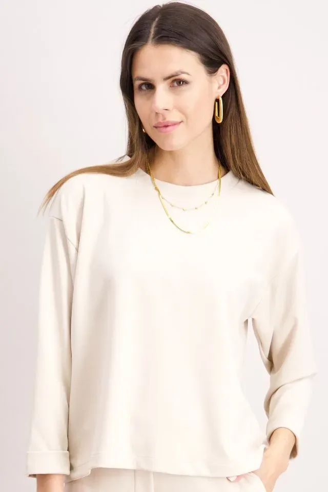 Signe Nature Shirt: Cream kleur, ronde hals ( Signe.1316 )