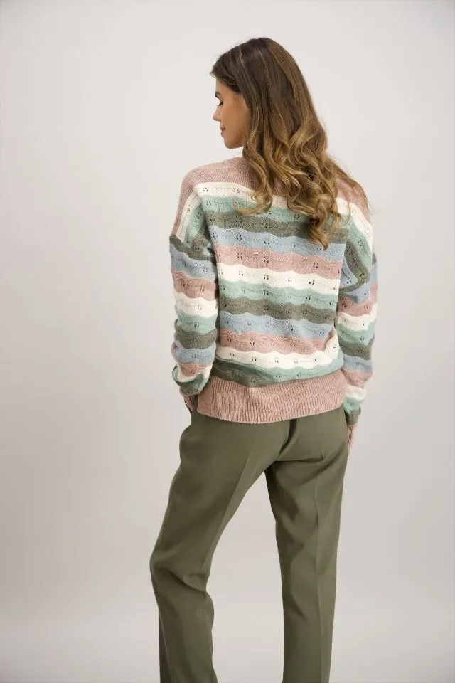 Signe Nature Pull Gestreept: V hals ( Signe.1319 )