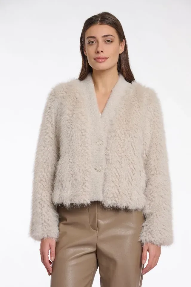 Rino & Pelle Cardigan: Chaimae, Birch color, Lang harig ( RINO.79 )