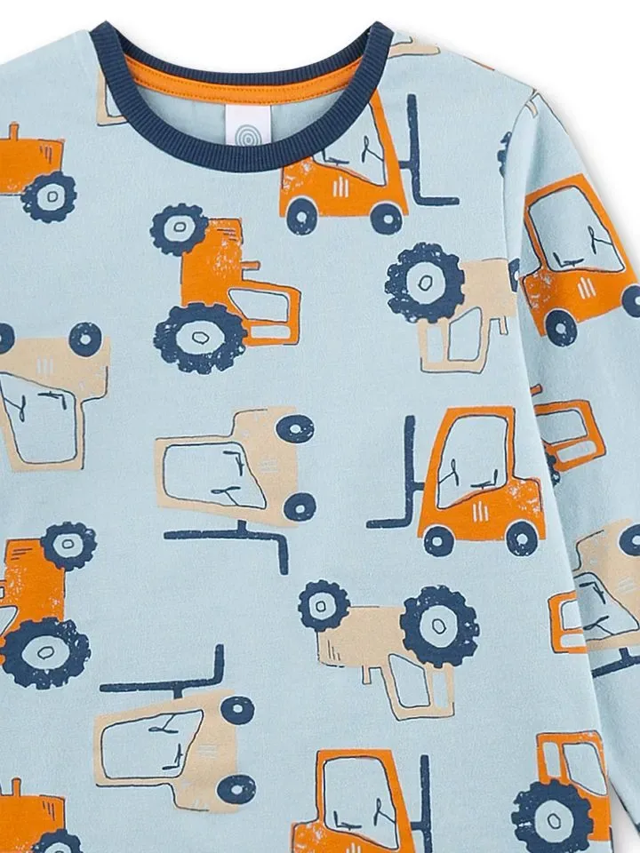 Sanetta Pyjama jongens: Tractor, licht blauw, 100% katoen ( SAN.159 )