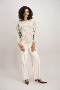 Signe Nature dames pull: Ecru lange mouw ( Signe.1336 )