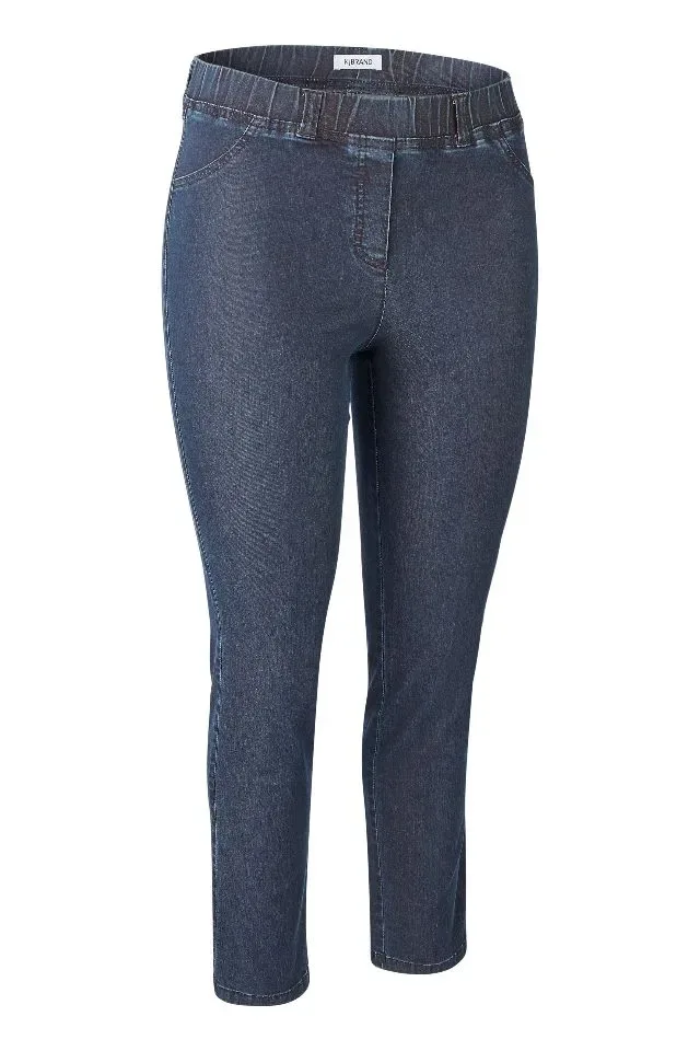 KJ Brand dames jeansbroek: Jenny, Donker blauw, Duitse maten, elastiek in de lenden ( BRA.335 )