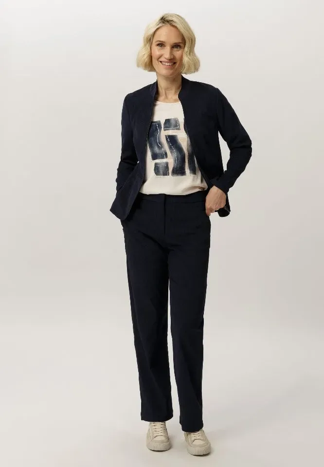 Frank Walder dames broek: Anna, Donker blauw, ribfluweel, elastiek in de lenden ( WAL.74 )