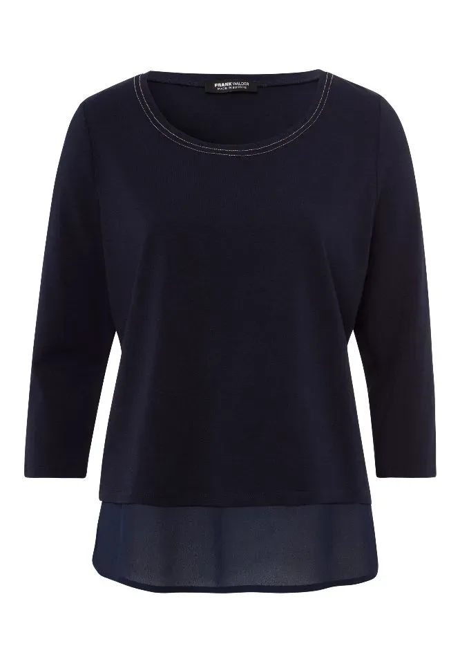 Frank Walder  Dames Shirt: Blauw, 3/4 mouw ( WAL.76 )