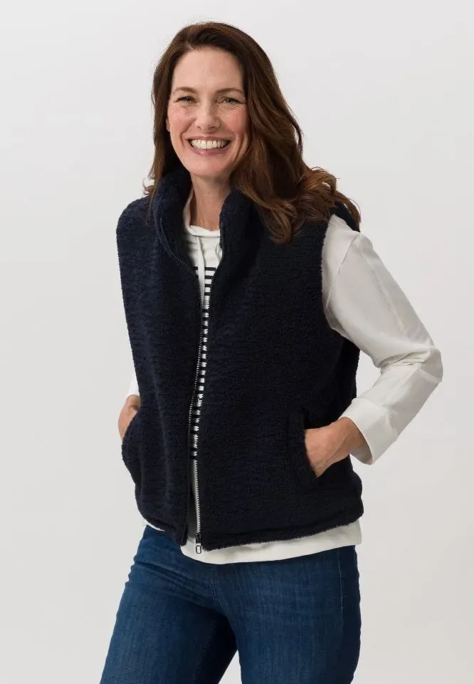 Frank Walder  Dames Bodywarmer, schapenvel, blauw ( WAL.82 )