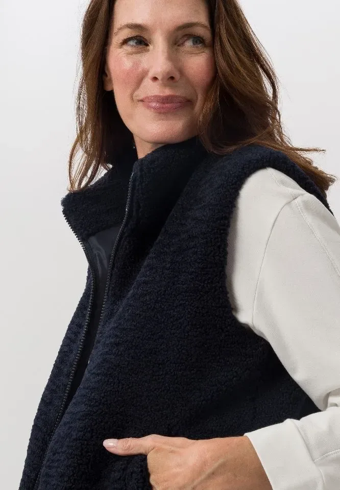Frank Walder  Dames Bodywarmer, schapenvel, blauw ( WAL.82 )