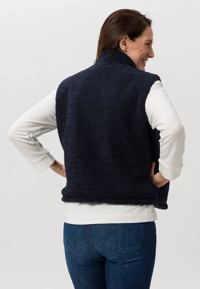 Frank Walder  Dames Bodywarmer, schapenvel, blauw ( WAL.82 )