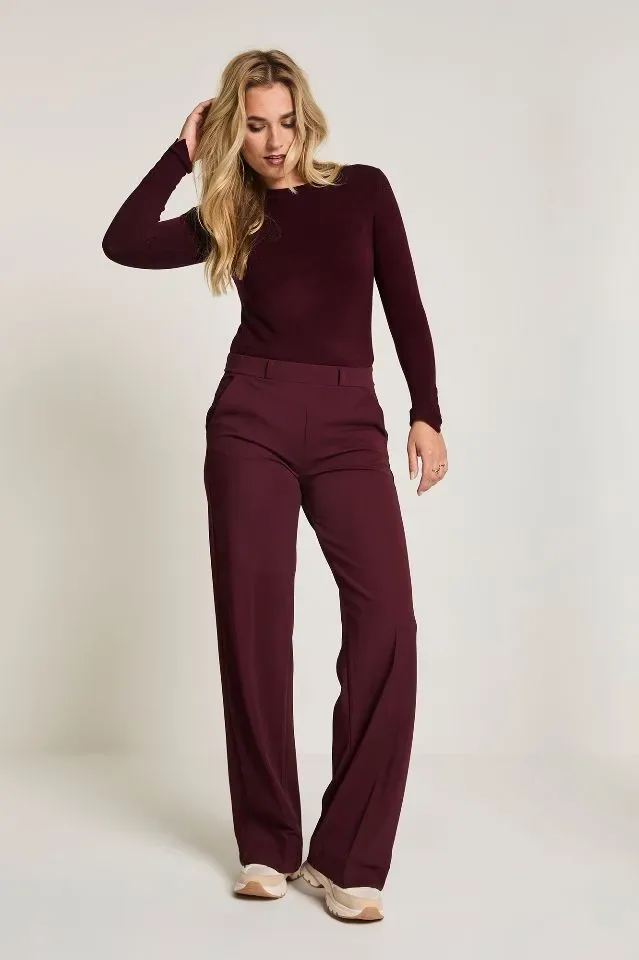 Para Mi Broek: Mira Elastic, Twill Jersey, Burgundy Red L32 ( PARA.368 )