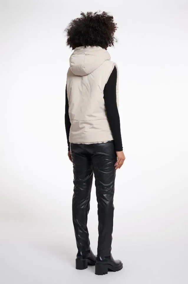 Rino & Pelle Bodywarmer: Hibbo, Stone, omkeerbaar, met kap ( RINO.88 )
