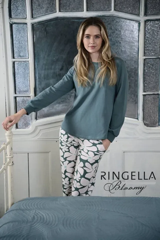 Ringella Bloomy Pyjama: Groen, gebloemd ( RIN.578 )
