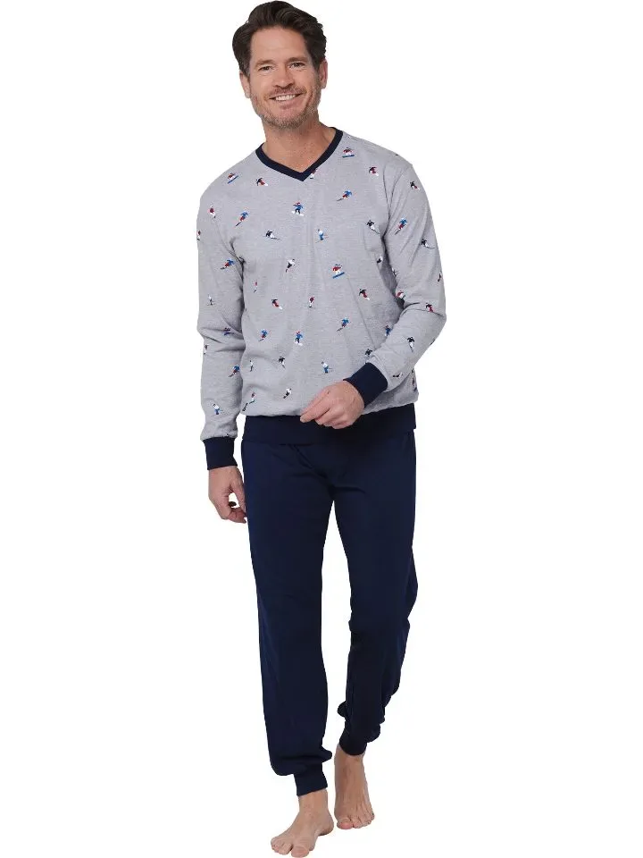 Pastunette Heren pyjama: Grijs, Skimotieven 5 pas.113