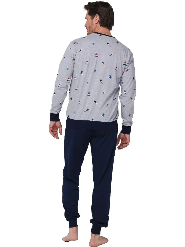 Pastunette Heren pyjama: Grijs, Skimotieven 5 pas.113