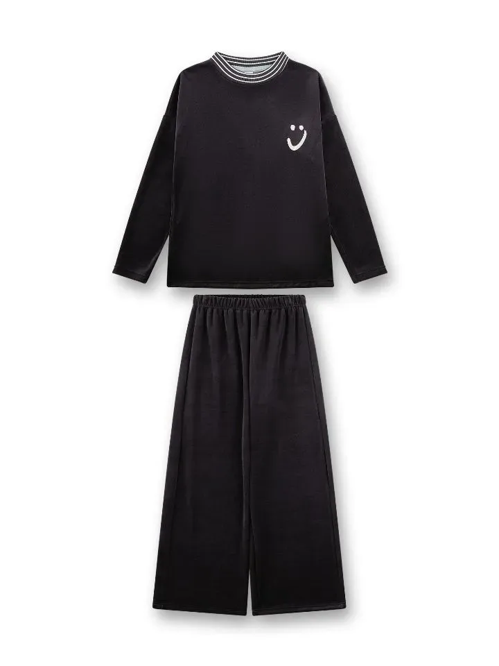 Sanetta Pyjama Jongens: Smile, Antracite, Velours stof ( SAN.163 )