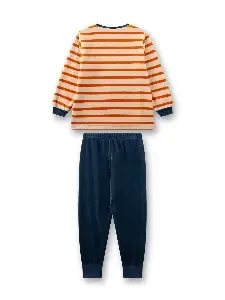 Sanetta Jongens pyjama: Velours, Gestreept tractor ( SAN.164 )