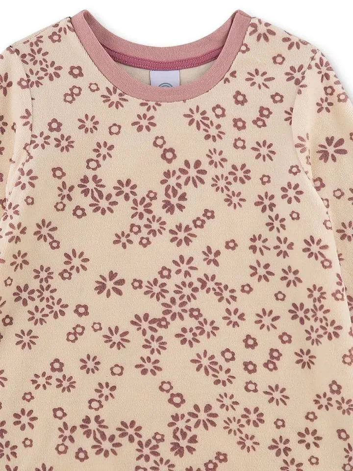 Sanetta Pyjama Meisjes: Velours, ecru / roze ( SAN.166 )
