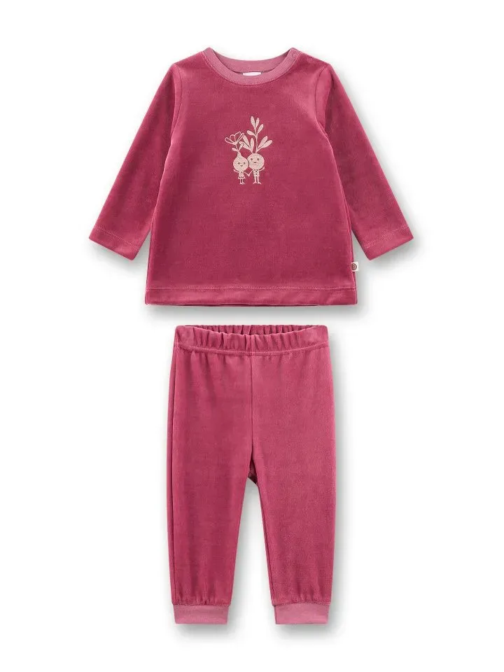 Sanetta Pyjama Meisjes: Bordeaux, velours, Rode bietjes ( SAN.168 )