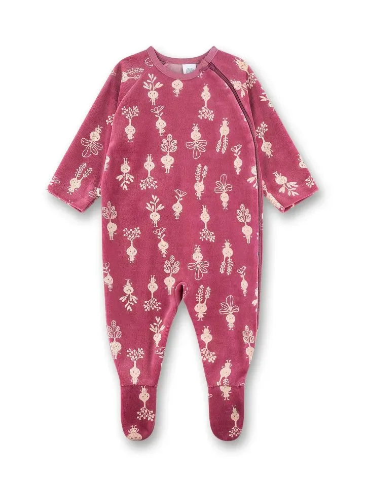 Sanetta Romper pyjama Meisjes: Bordeaux, velours, Rode bietjes ( SAN.169 )