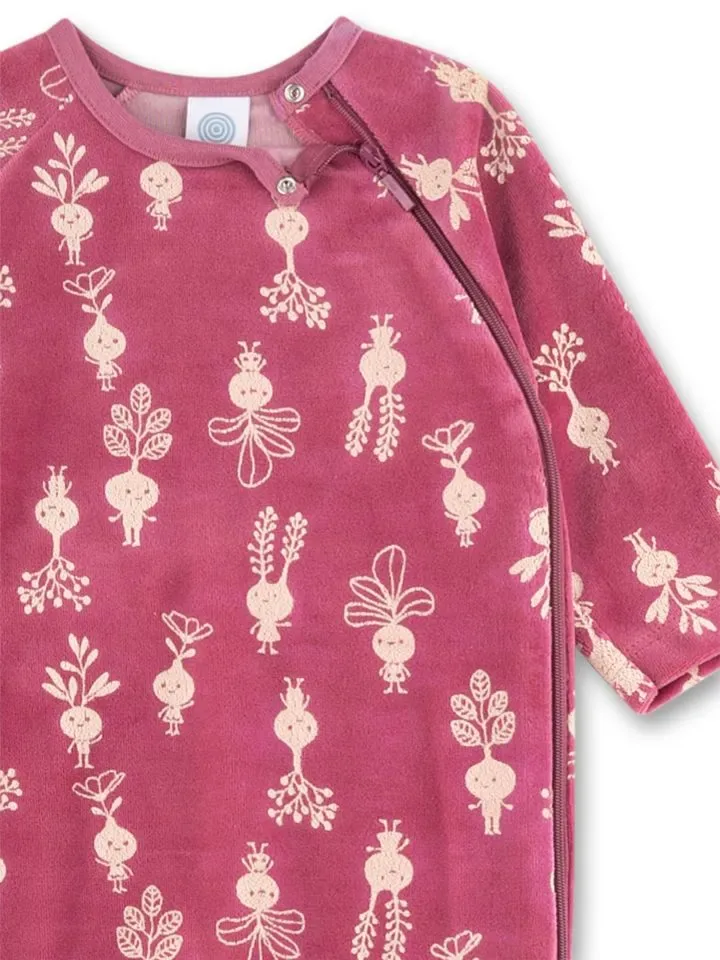Sanetta Romper pyjama Meisjes: Bordeaux, velours, Rode bietjes ( SAN.169 )
