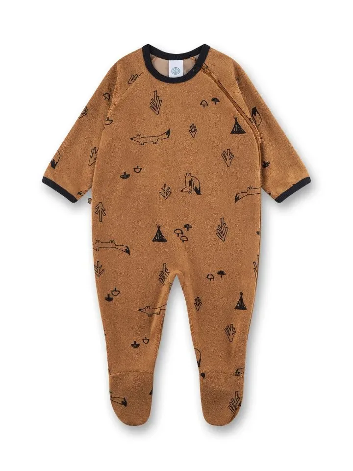 Sanetta Romper pyjama Baby's: Camel, Vosjes motief, Badstof ( SAN.171 )