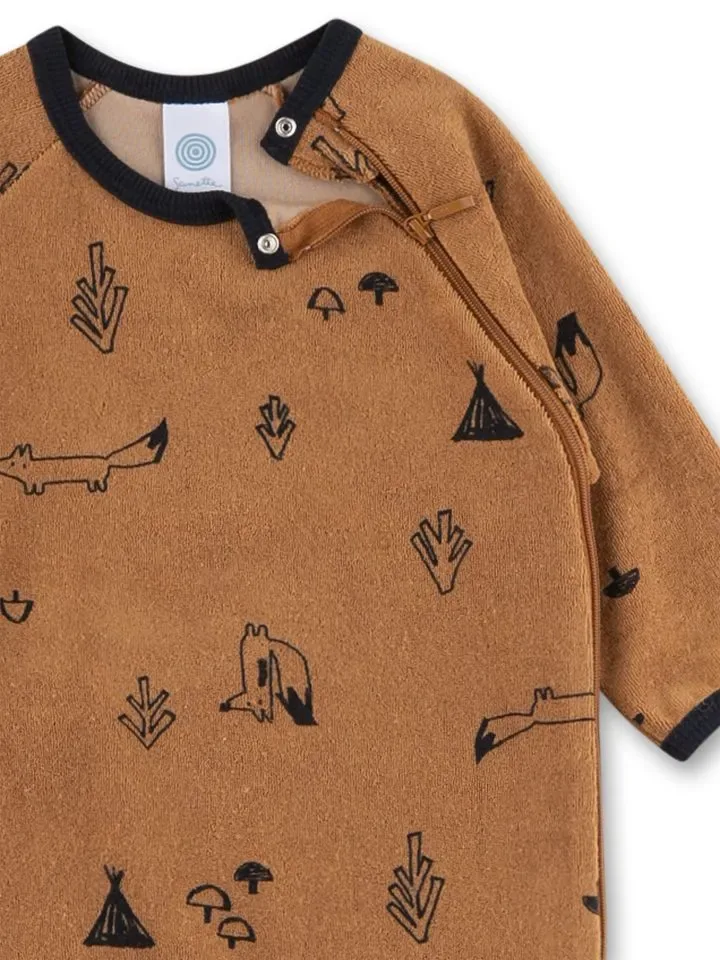 Sanetta Romper pyjama Baby's: Camel, Vosjes motief, Badstof ( SAN.171 )
