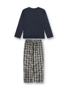 Sanetta pyjama jongens: Blauw, wolf, flanellen broek ( SAN.174 )