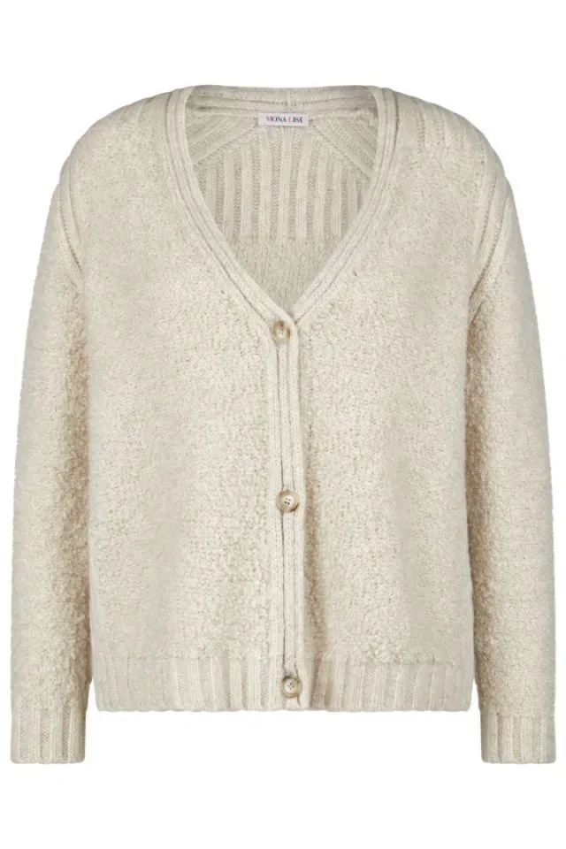 Mona Lisa Gilet: Ecru, met knopen, merino wol ( MONA.173 )