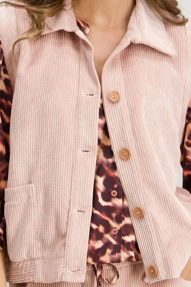 Signe Nature Gilet: Mouwloos, Vieux roze, Ribfluweel ( Signe.1345 )