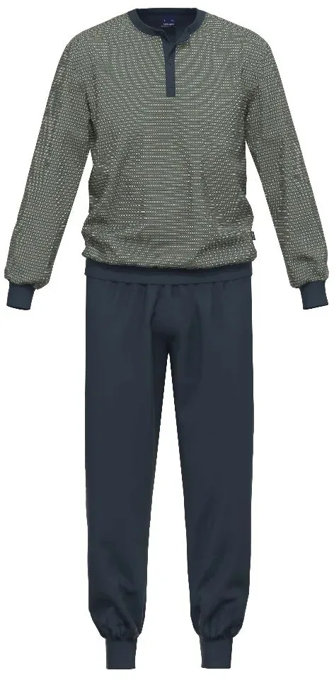 Ammann heren pyjama: Blauw, lange mouwen ( AMM.665 )
