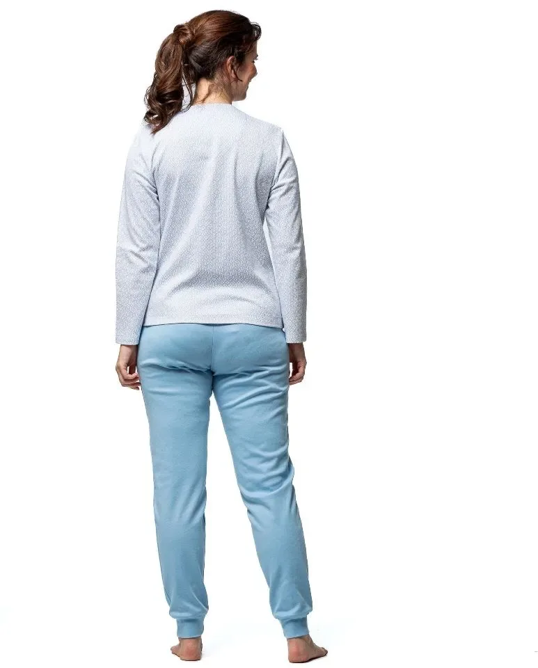 Egatex Dames pyjama: Blauw, interlock katoen ( EGA.498 )