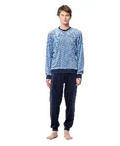 EGatex ( Soy ) Heren Pyjama: Velours, Blauw ( EGA.501 )