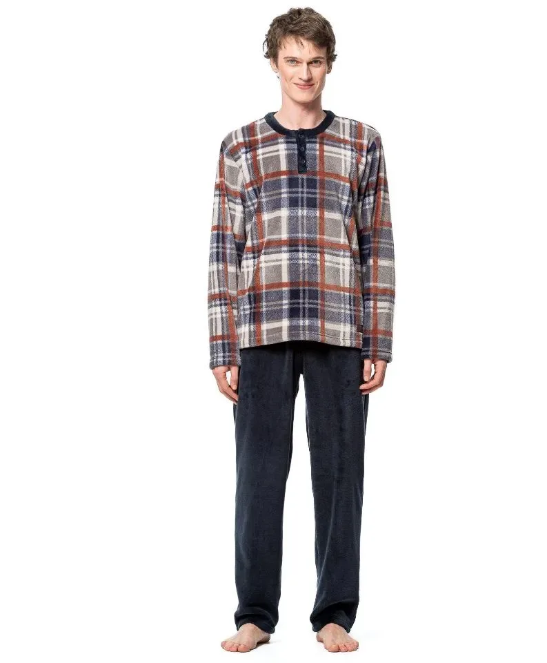 Egatex ( Soy ) Heren Pyjama: Velours, Marron ( EGA.502 )