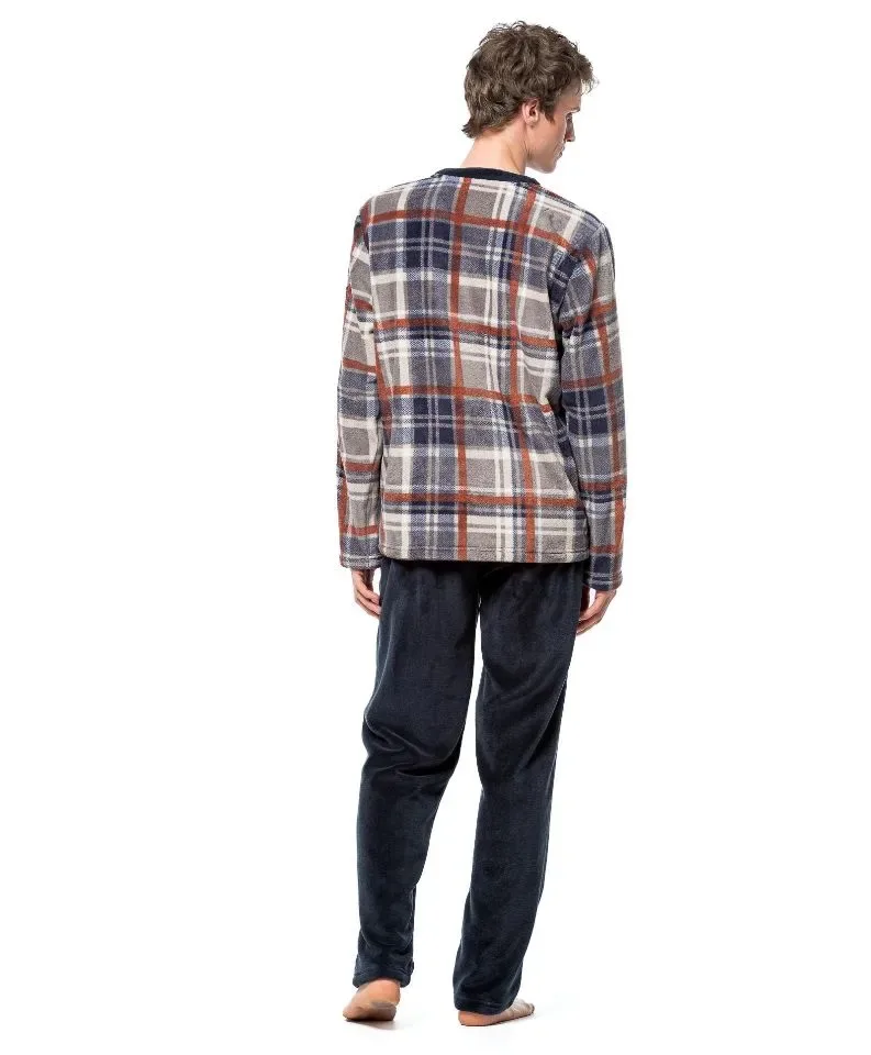 Egatex ( Soy ) Heren Pyjama: Velours, Marron ( EGA.502 )