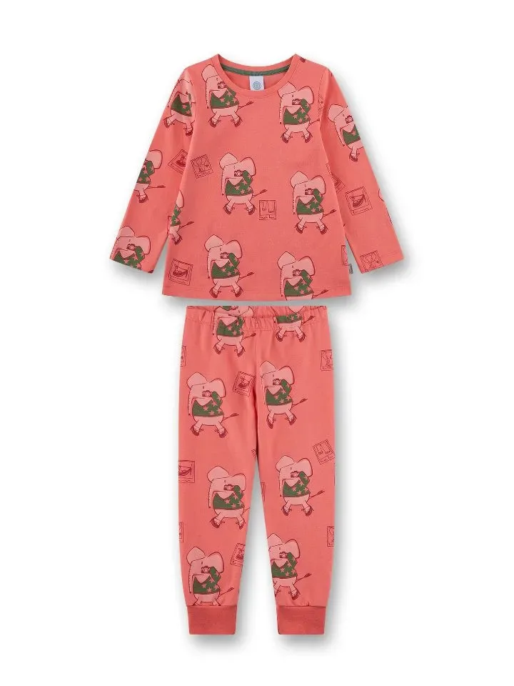 Sanetta pyjama meisjes: Olifanten, donker roze / rood ( SAN.175 )